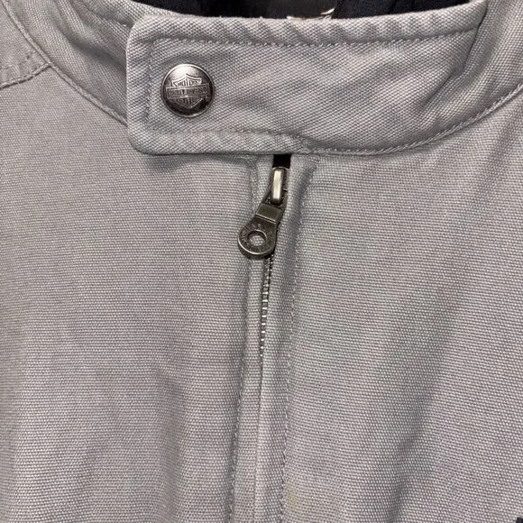 Harley Davidson Jacket Men Coat 2XL Gray Removable Vest Hoodie Embroidered Zip